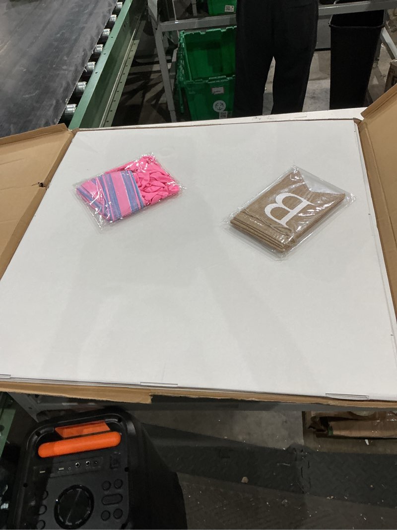 Condition photo showing Good Condition for 28in jumbo gender reveal box with 40 pink balloons boy or girl banner pull bows ribbons gender reveal ideas decoration for welcome baby shower he or she open to see birthday party supplies (girl)