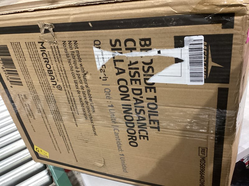 Condition photo showing Good Condition for Medline 3-in-1 Steel Adjustable Bedside Commode w/ Microban Protection, Portable Bedside Toilet, 350 lb. Weight Capacity, Removable 7.5 QT. Bucket, Toilet Chair For Elderly, Tool-Free Assembly, Gray Regular Seat