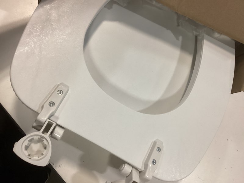 Condition photo showing Good Condition for mayfair by bemis eden cushioned vinyl white elongated padded toilet seat