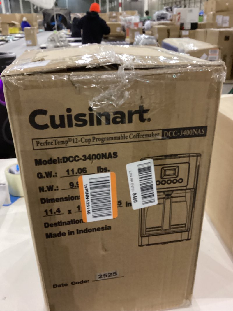 Condition photo showing As Is for Cuisinart 12-Cup Coffee Maker, Programmable PerfecTemp Thermal Carafe Coffee Machine with 1-4 Cup Setting, Brew Strength Control and Brew Pause, Stainless Steel, DCC-3400NAS, Silver