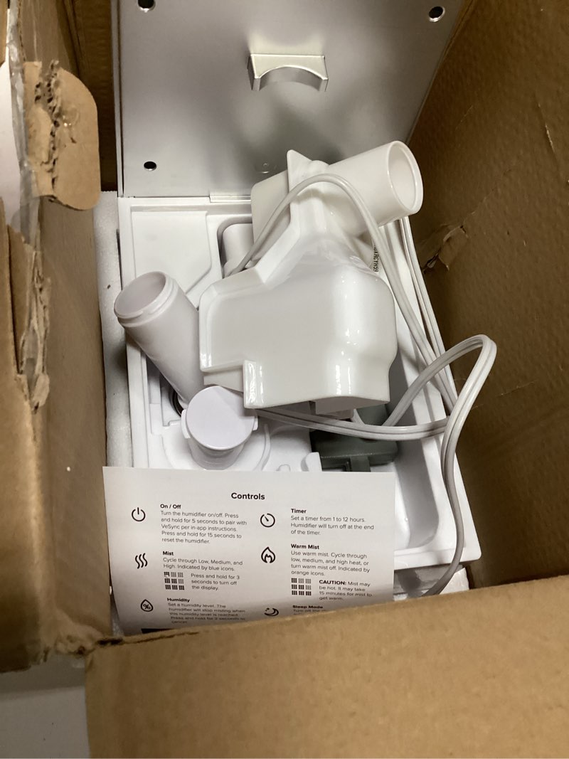Condition photo showing As Is for levoit lv600s smart warm and cool mist humidifiers for home bedroom large room, (6l) 753ft² coverage, quickly & evenly humidify whole house, easy top fill, app & voice control - quiet sleep mode white 6l smart