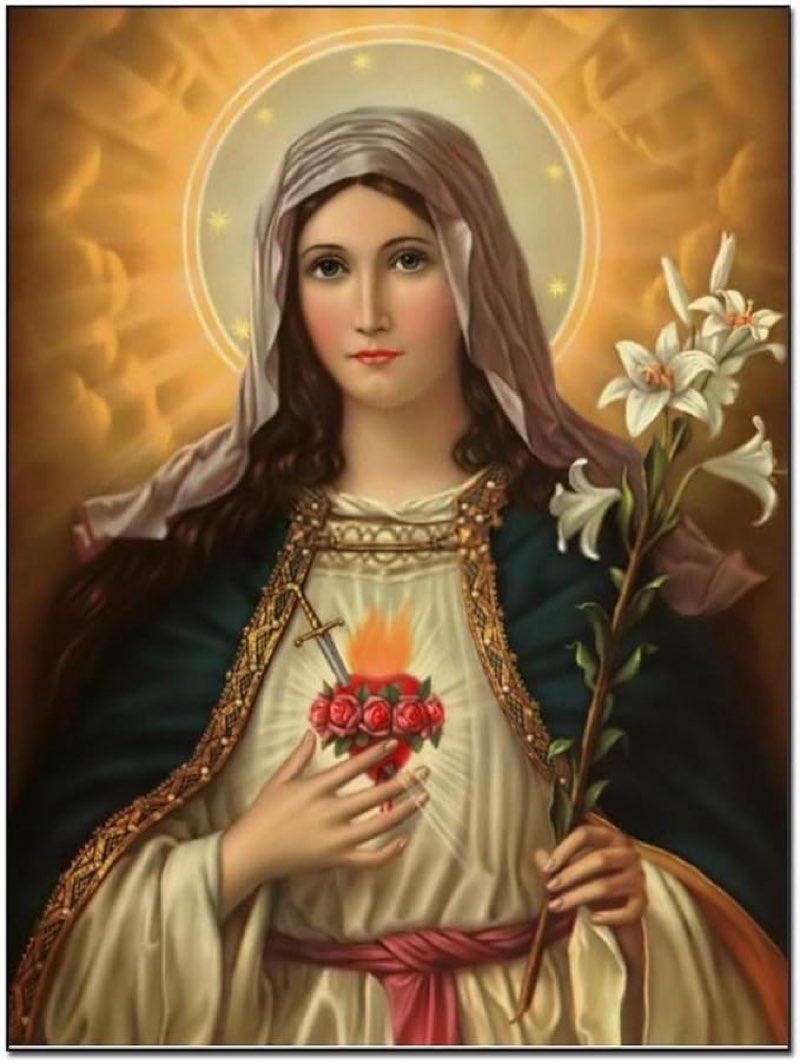Immaculate Heart of Mary Print Canvas Painting Wall Art Poster