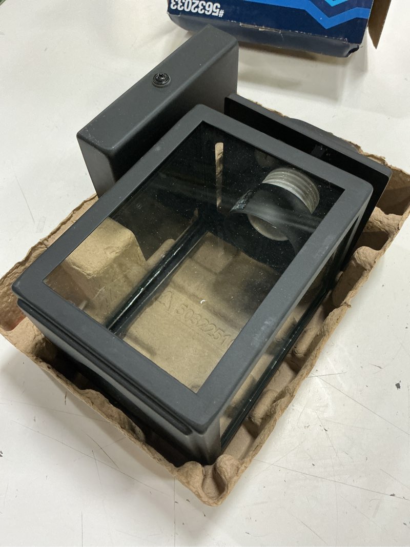 Condition photo showing Good Condition for project source woodward 1 -light 8-in h matte black hardwired outdoor wall light
