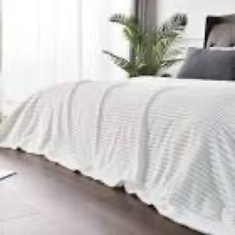 bedelite fleece blanket queen size 3d ribbed jacquard cozy, fluffy, plush lightweight throw blankets for couch, bed, sofa(white, 80x80 inches)