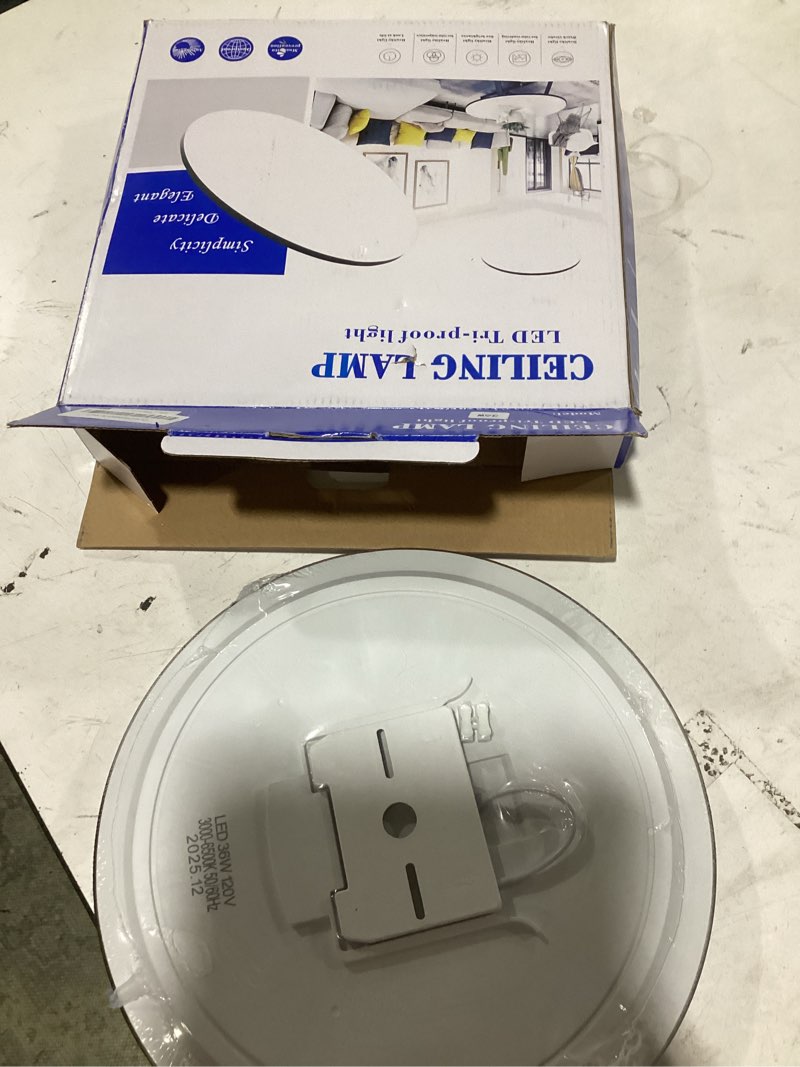 Condition photo showing Good Condition for led flush mount ceiling light 12 inch 36w, 3000k-6500k super bright led ceiling lights for bedroom living room kitchen office, easy install, ultra thin round white black modern ceiling light fixtures