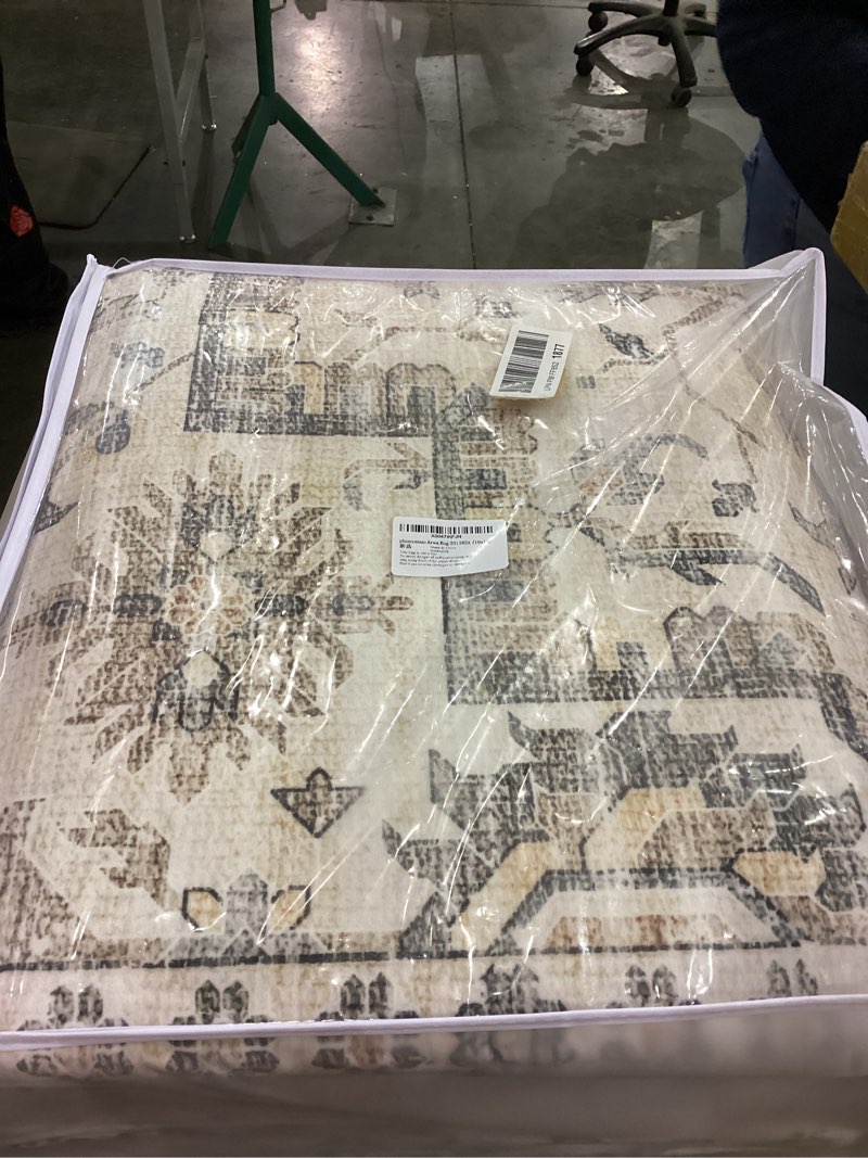 Condition photo showing As Is for Area Rug Machine Washable Rug 10'x13' - Vintage Design Large Area Rugs with Non Slip Rugs for Living Room Bedroom,Stain Resistant, Home Decor Office Area Rug (Beige Brown 10'x13') Brown Beige 10x13