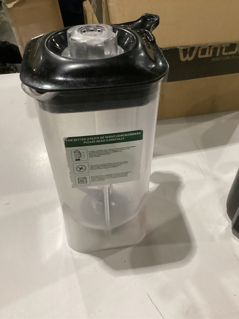 Condition photo showing As Is for used missing accesories nwantjoin professional blender, etl listed 68oz commercial blender for kitchen max 1800w high power home and commercial with timer, smoothie maker 2200ml for crushing ice, frozen dessert, soup,fish black 68 oz