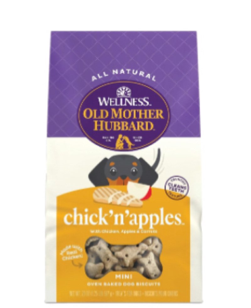 old mother hubbard by wellness classic chick'n'apples natural dog treats, crunchy oven-baked biscuit 6-20 oz (best by dec 11/2025) 