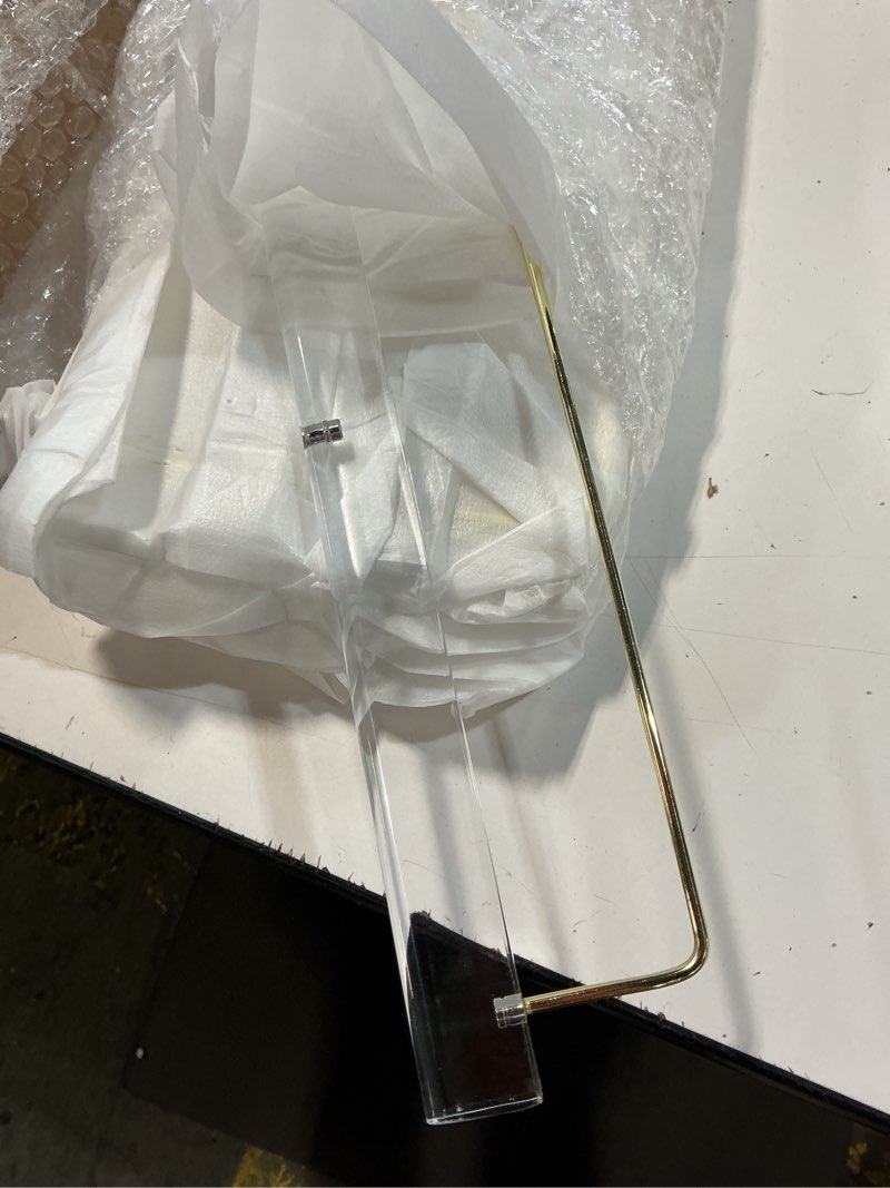 Condition photo showing Good Condition for chunful 10 pcs clear pants hanger acrylic clothes hangers with gold hooks and bar heavy duty clothes skirt jeans hook storage and organizer for home cabinet shop dress, 12.7 x 6 inch