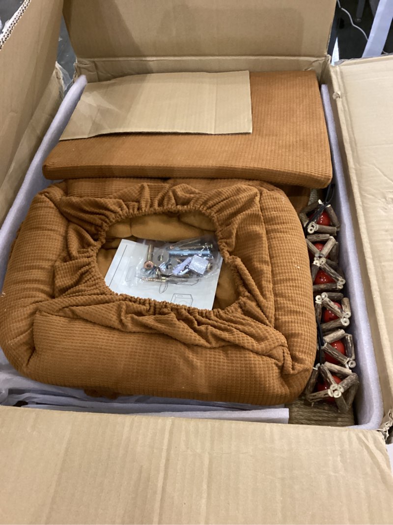 Condition photo showing Good Condition for FUKUMARU Cat Tree, 4 in 1 Large Modern Cats Tower with Jute Scratching Post and Hammock, Wood Cat Condo with silvervine Balls, Brown Cat Climber Stand Playhouse for Indoor Cats, Retro Style