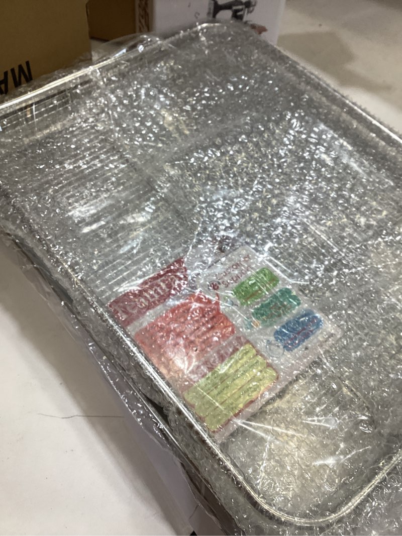Condition photo showing Good Condition for teamfar air fryer basket for oven, 16”x12” stainless steel air fryer basket and tray, oven air fryer rack with baking pan for cooking baking broiling grilling, heavy duty & dishwasher safe 16" x 12" x 1.9"