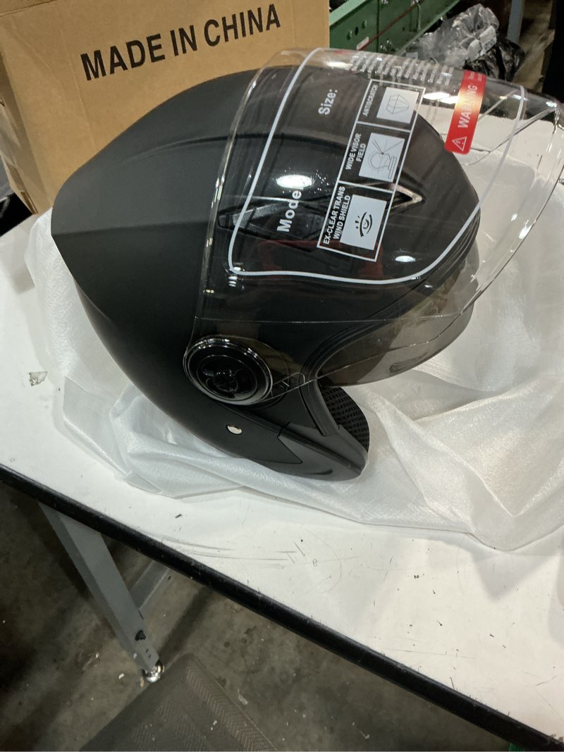 Condition photo showing Good Condition for adult 3/4 open face motorcycle helmet, double visor motorbike scooter ebike moped cruiser helmets for men and women dot approved black large