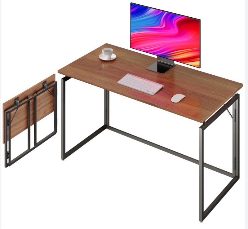 alawooder folding desk - 31.5" wood top foldable desk for small spaces | no assembly required compact desk for home office, writing, and study