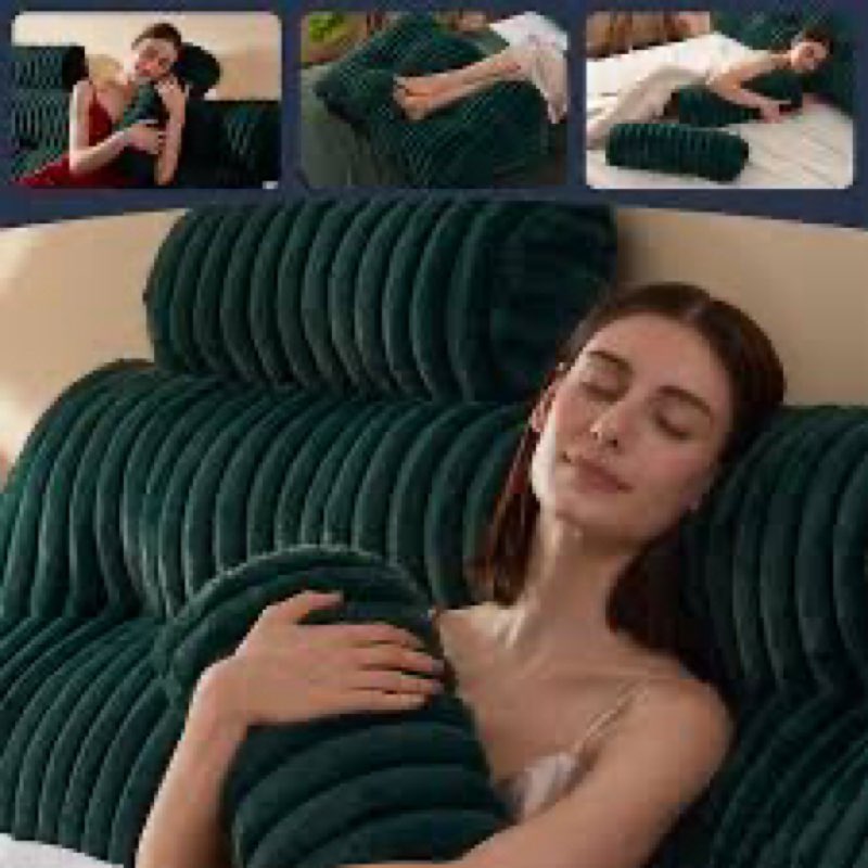 Rycwola Faux Fur Headboard Pillow with 2 Pack Neck Roll Pillow Large Headboard Pillow Soft and Suppo