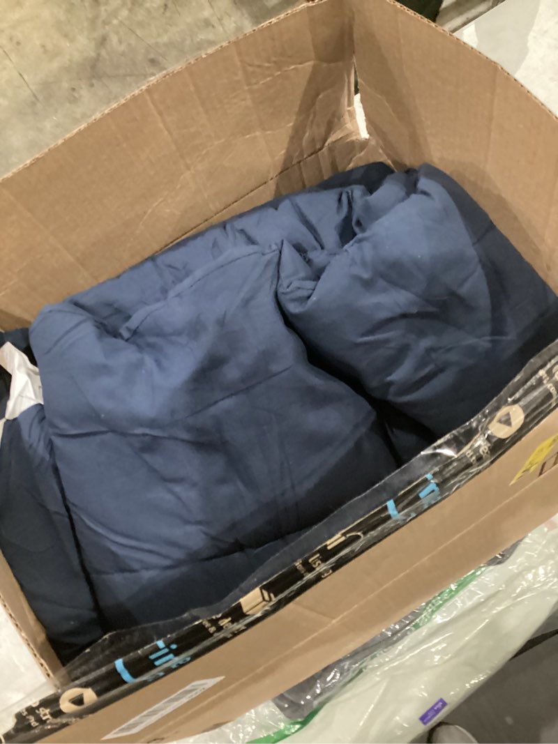 Condition photo showing As Is for CozyLux Queen Comforter Set Navy Blue - Bed in a Bag Queen Size 7 Pieces, Luxury Soft Bed Set for All Seasons, Bedding Set with Down Alternative Comforter, Sheets, Pillowcases & Shams Navy Queen