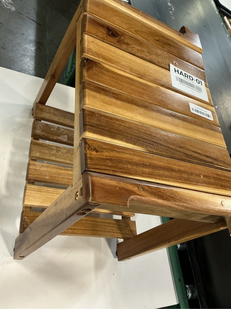 Condition photo showing As Is for Shower Stool Bench Chair Waterproof with Storage Shelf for Shaving Legs, Spa, Bath Seat, Inside Shower Bench for Adults Seniors Elderly, Outdoor Side Table, Patio, Pool, End Table (16 Inches) 16 inches Without Handle