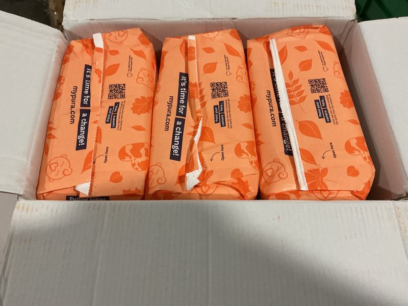 Condition photo showing New/Like New for pura hypoallergenic diapers size 2 (7-13 lbs) monthly pack, totally chlorine free, wetness indicator, suitable for sensitive skin, soft organic cotton comfort, overnight, 6 packs of 29 (174 diapers) size 2 (174 diapers)