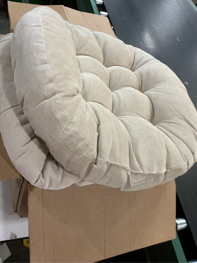 Condition photo showing As Is for meditation floor pillow pack of 4 round large pillows seating for adults, tufted corduroy floor cushion for living room tatami, beige 22 inch
