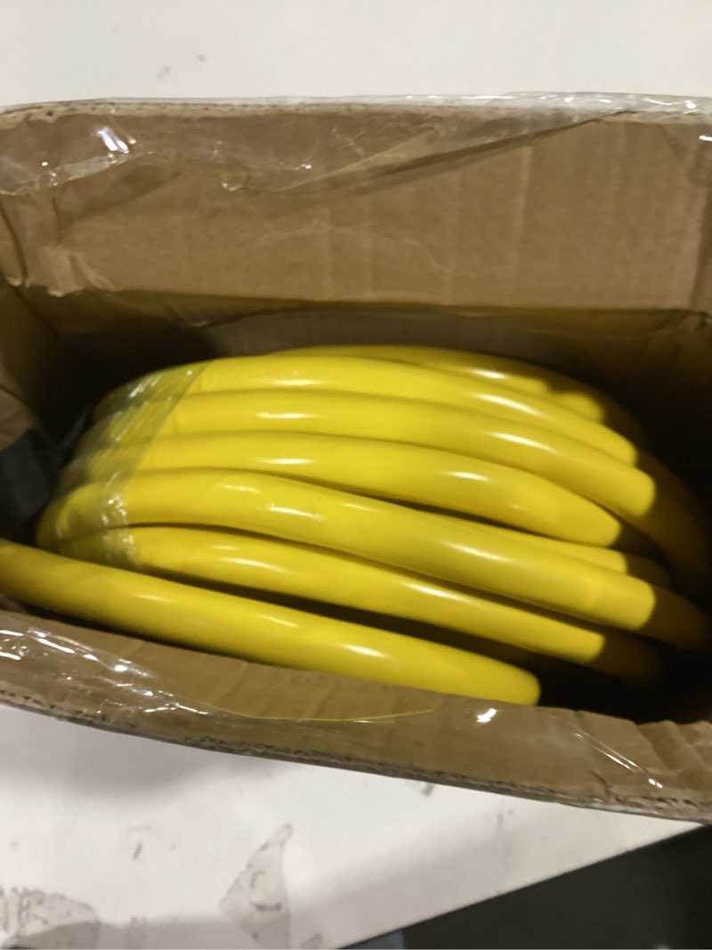 Condition photo showing As Is for 50FT 30 Amp Generator Extension Cord 4 Prong, NEMA L14-30P/L14-30R 10 Gauge STW 125/250V Twist Lock Generator Cord Heavy Duty, Yellow ETL Listed 50FT Yellow