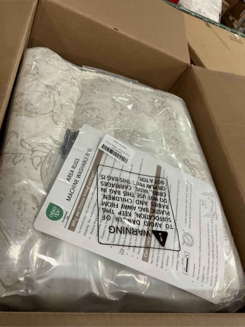 Condition photo showing New/Like New for 10x14 area rugs for living room: washable large vintage floral rug low pile non-slip boho carpet for bedroom home office dining room (floralbeige, 10'x14') floral beige 10' x 14' (rectangular)