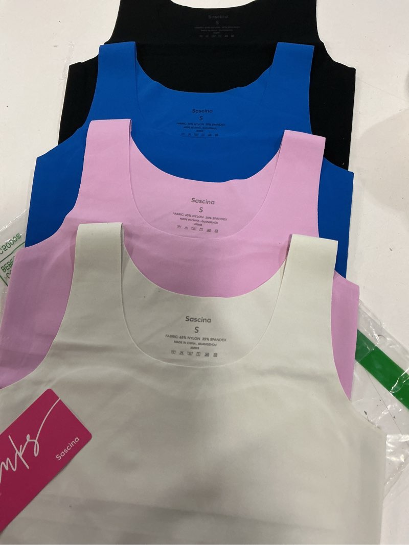 Condition photo showing New/Like New for sascina training bra for girls 7-8, 8-10, 10-12 seamless bras for girls sports bras comfortable- no pads, chest double lined black+bone white+rose pink+candy blue small