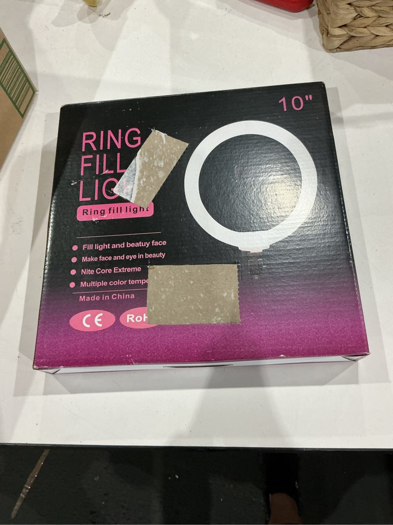 Condition photo showing As Is for generic led ring light, 10 inch soft ring light for smartphones, camera, youtube tiktok videos with tripod (black, 10 inch), dx-260