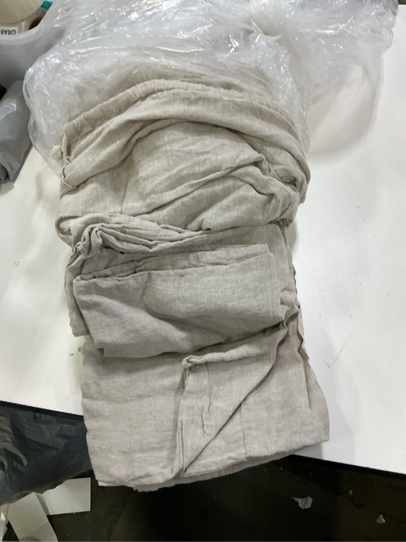 Condition photo showing As Is for quince european linen deluxe bedding bundle, king, natural chambray