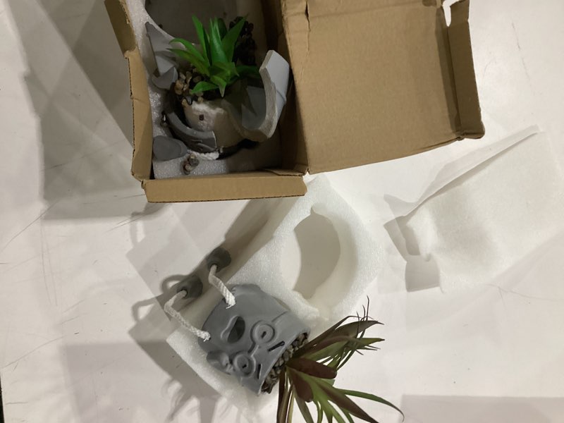 Condition photo showing As Is for 2 pack cute small fake plants for office decor artificial plants indoor suitable for home, bathroom, bookshelf, and cubicle decor (gray/2pcs) plants/set a