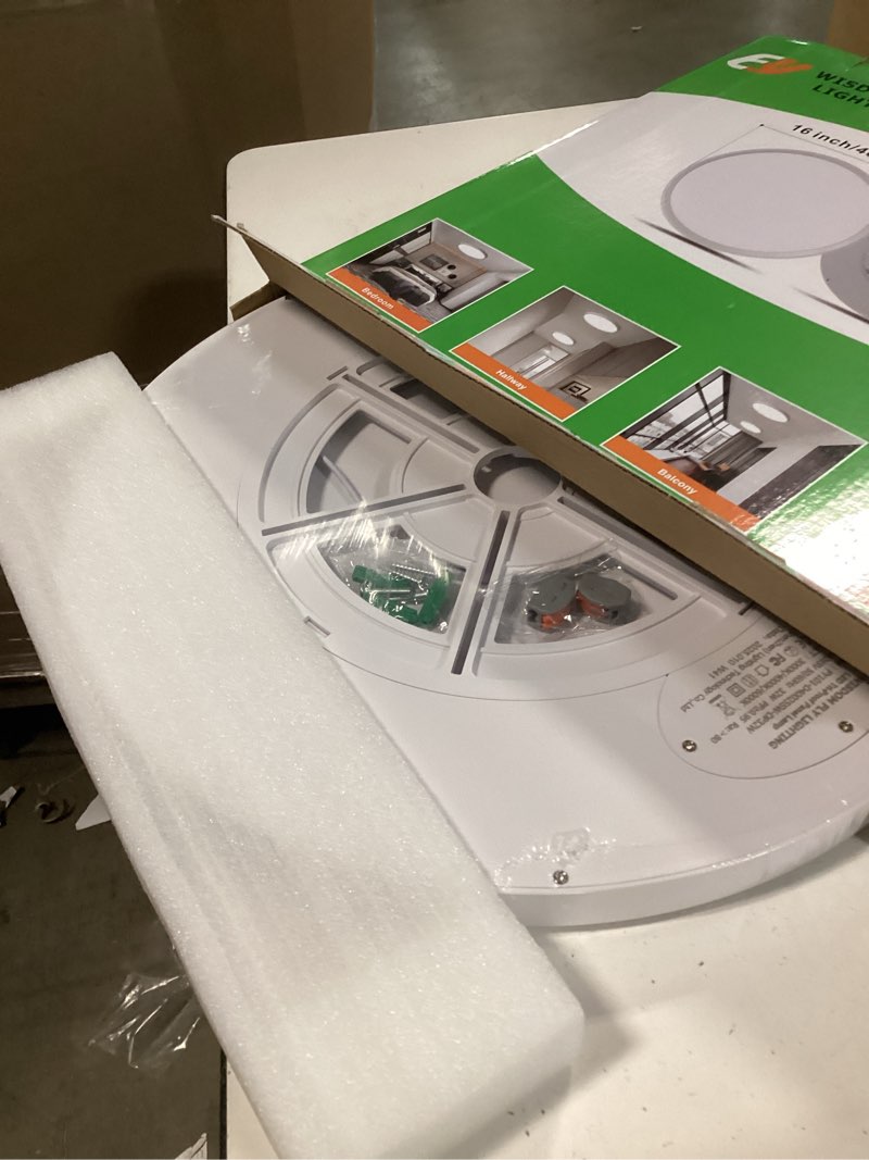 Condition photo showing Good Condition for 15.8 inch led flush mount ceiling light, 32w, 3480lm, 3000k/4000k/6000k cct selectable, round flat panel light fits for hallway, kitchen, bedroom, laundry room white