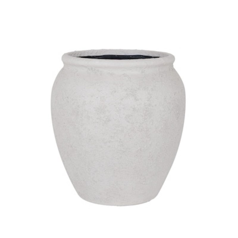 allen + roth round 14.13-in w x 14.13-in l x 14.875-in h medium white stone outdoor self watering