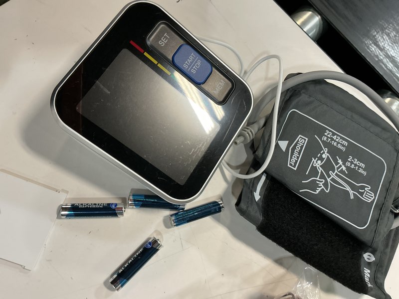 Condition photo showing Good Condition for blood pressure monitors for home use upper arm, accurate cuff 8.7”-15.7” monitor with large backlight display 2 users 240 sets memory & hr detection, digital bp machine with carrying case