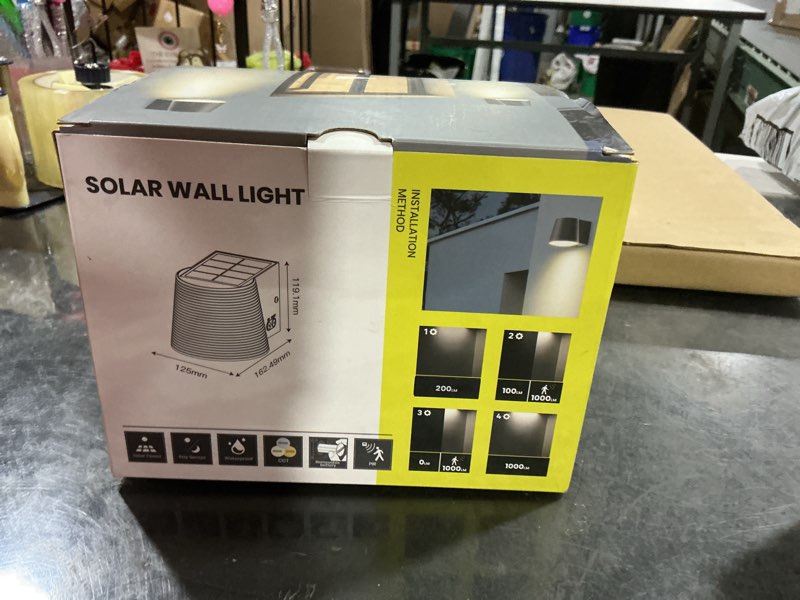 Condition photo showing Good Condition for outdoor wall light fixture, ac/solar charging front porch lights wall mount waterproof, 2700k/4000k/6500k, dusk to dawn outdoor lighting motion sensor for door entryway garage, darkgrey, 1pcs dark gray