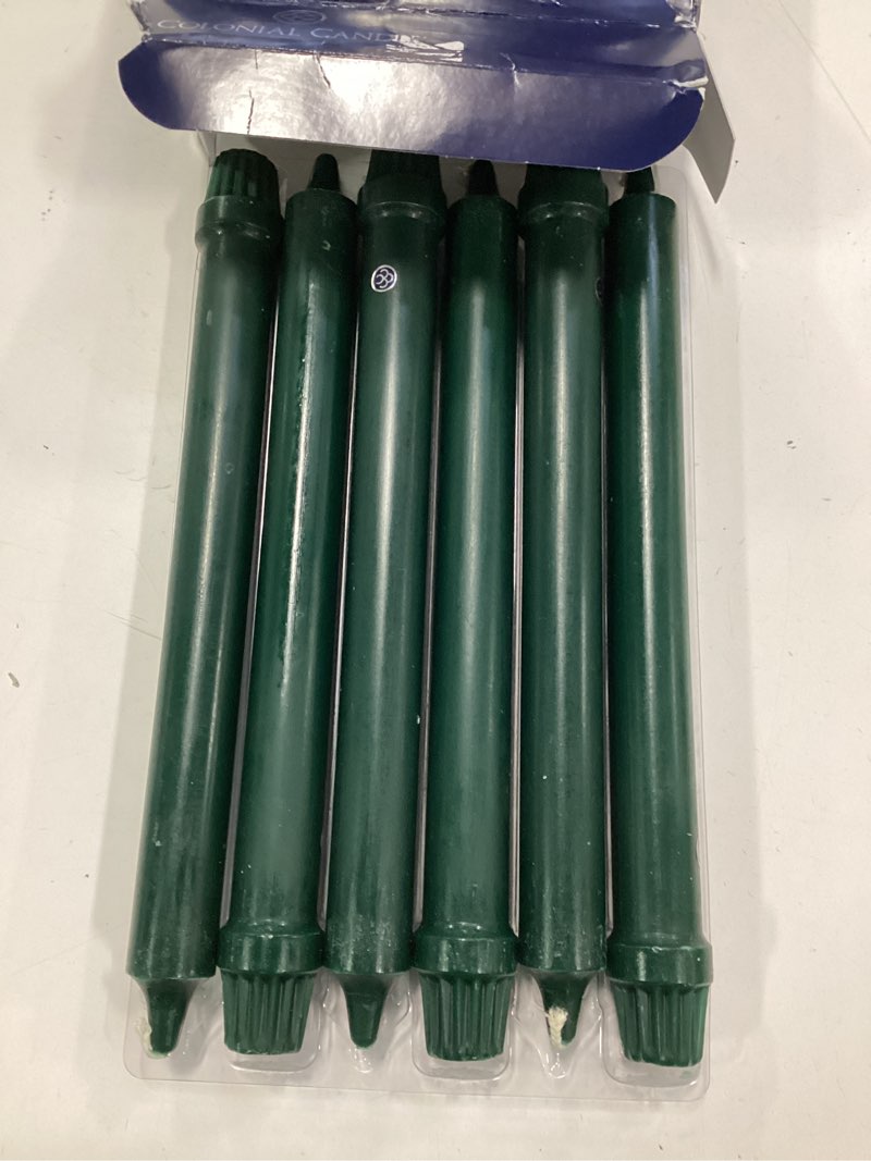Colonial Candle Unscented Taper Candle, Classic Collection, Evergreen, 10 in, Pack of 6 Candlesticks