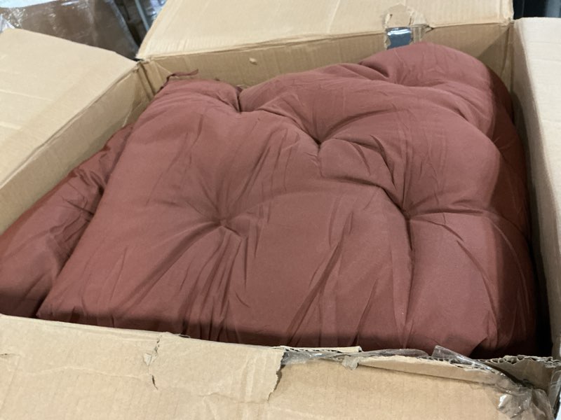 Condition photo showing Good Condition for replacement swing cushions for outdoor furniture: 2-3 seater waterproof porch bench cushions with ties and backrest - 4" thick patio swing chair cushion for garden backyard dark brown 60x40in
