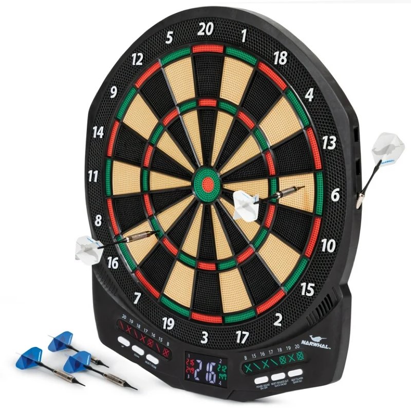 narwhal revolution electronic dartboard with 30 games, cricket scoring and 6 plastic tip darts