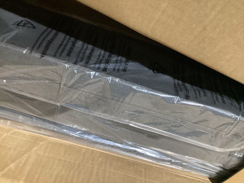 Condition photo showing Good Condition for zinus king shalini upholstered platform bed frame with headboard [new wonderbox(tm) version], wooden slat support, no box spring needed, easy assembly, eco friendly packaging, dark grey dark grey king button tufted (small box)