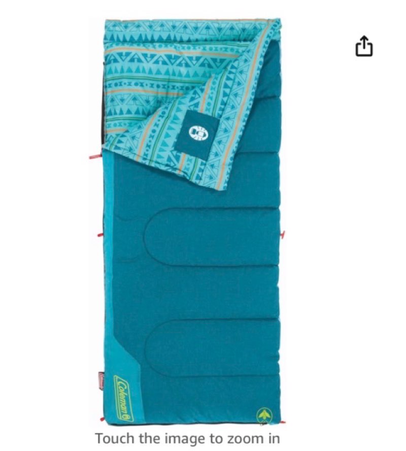 Coleman 50°F Sleeping Bag, Comfortable Youth Sleeping Bag for Sleepovers & Camping, Fits Children up to 5ft Tall, Glow in The Dark Design, Stuff Sack Included, Machine Washable