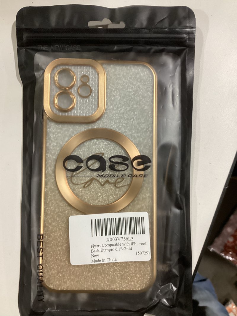 Condition photo showing As Is for Fiyart Designed for iPhone 12 Case,Compatible with MagSafe Love Heart Plating Camera Protection TPU Magnetic Glitter for Women Girls Shockproof Phone Bumper 6.1"-Black iPhone 12 Black