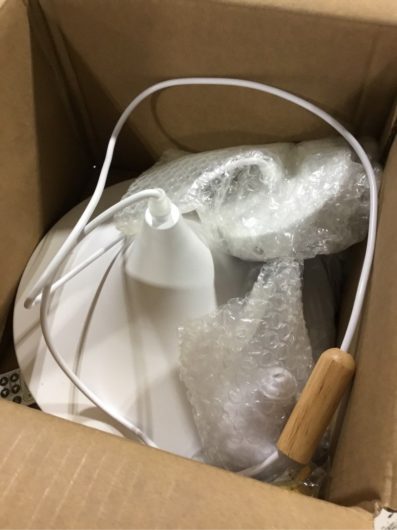 Condition photo showing Good Condition for Battery Operated Pendant Light with Remote Control,White Ceiling Pendant Lights Fixtures,Nordic Style Hanging Lamp for Dining Room,Battery Powered Pendant Lighting Fixtures (Whit)