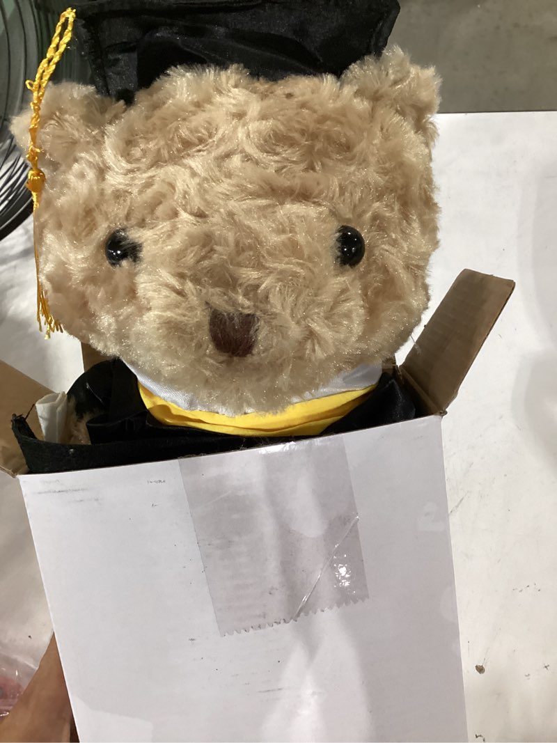 Condition photo showing Good Condition for sotiff 10'' 2026 graduation plush bear with picture frame for 4 x 6'' photo graduation gifts stuffed bear for kids granddaughter son girls boys preschool kindergarten students(brown, black)