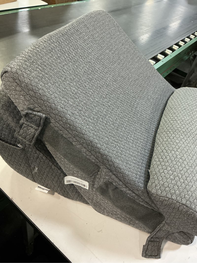 Condition photo showing As Is for bedluxe 3pcs orthopedic bed wedge pillow set, foam wedge pillow post surgery for back, leg and knee support, adjustable 9&12 inch folding triangle pillow for sleeping, acid reflux, snoring, dark grey dark grey adjustable 9&12 inch + 1 head pillow