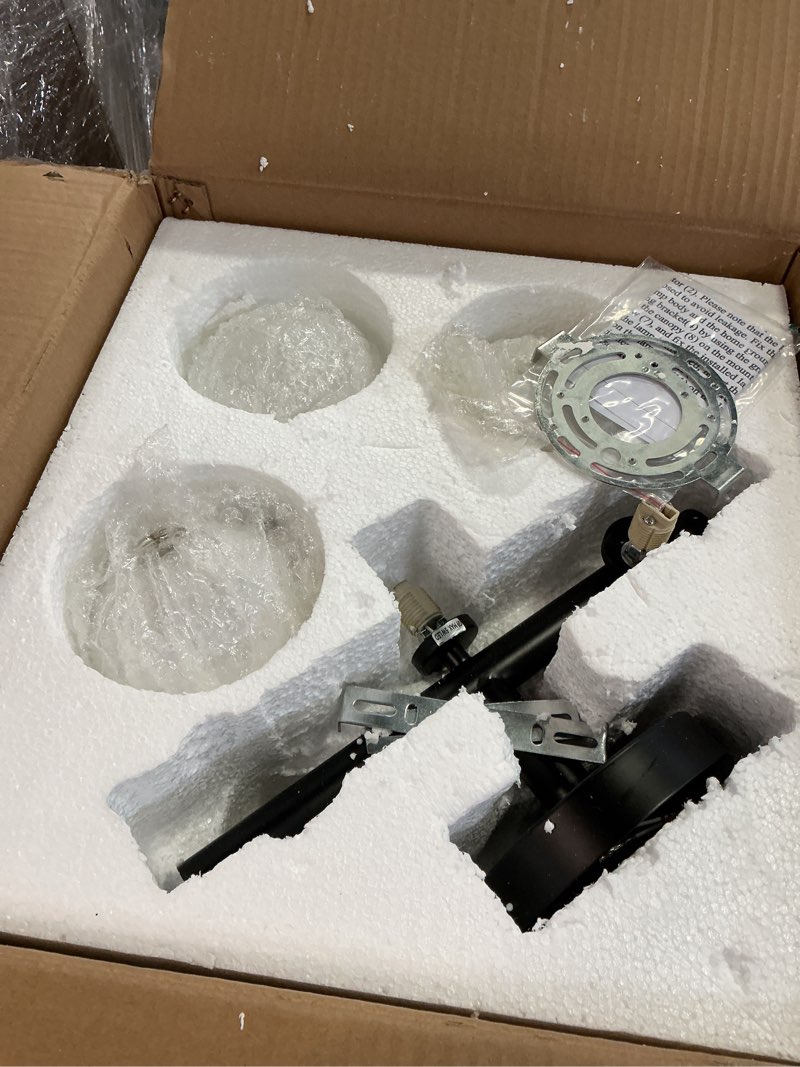 Condition photo showing Good Condition for EDISLIVE 3-Light Semi Flush Mount Ceiling Light Frosted Globe, 17.72in Modern Brass Sputnik Light Fixture Chandeliers with Milk Glass Shade Black Finished