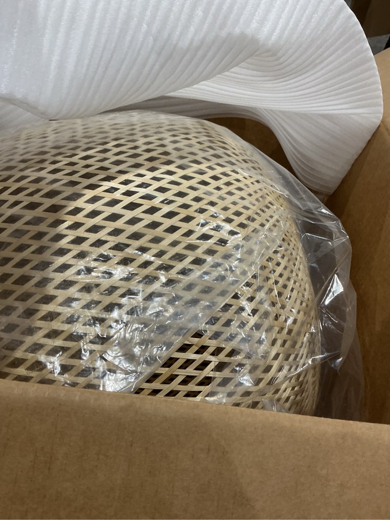 Condition photo showing Good Condition for arturesthome bamboo pendant lighting fixtures, round wicker chandelier hand-woven boho basket lampshade hanging ceiling light for kitchen island living room