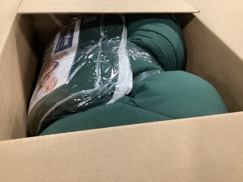 Condition photo showing As Is for CozyLux King Size Comforter Set Emerald Green - 7 Pieces Bed in a Bag King, Luxury Soft Bed Set for All Seasons, Bedding Set with Down Alternative Comforter, Sheets, Pillowcases & Shams Emerald Green King