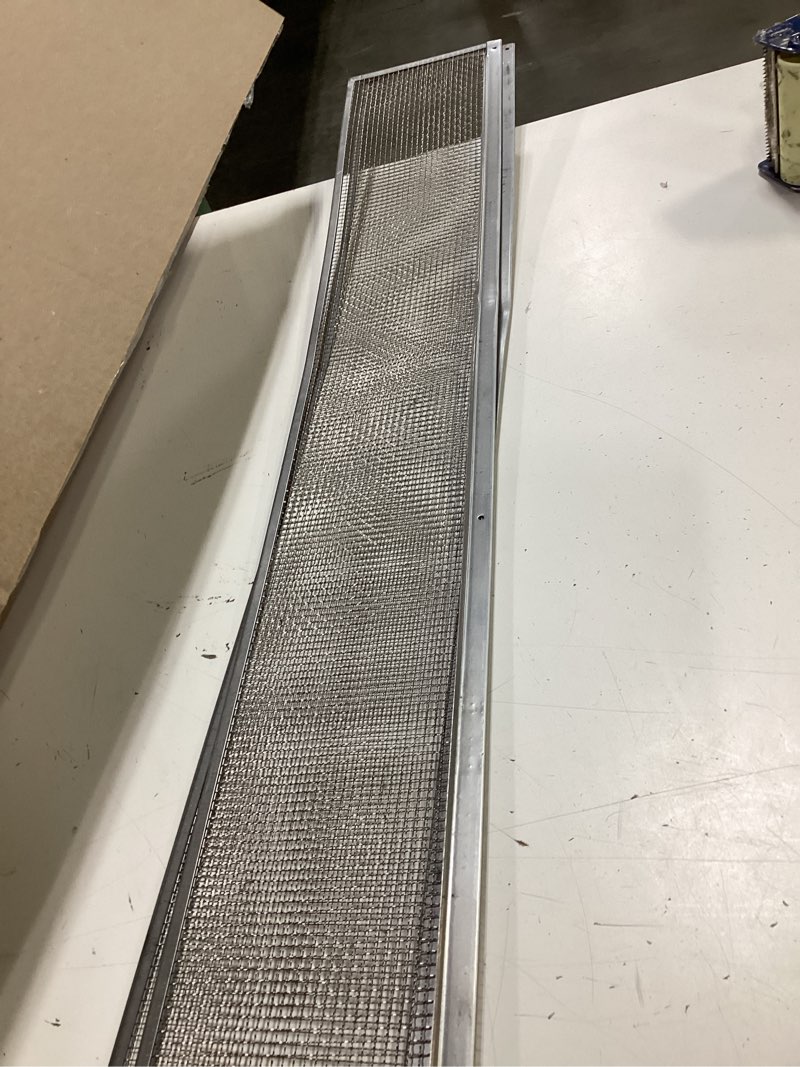 Condition photo showing As Is for 5 inch gutter guard, 100% stainless steel high-flow leaf screen | fits k-style & half-round gutters; screws included; blocks debris to prevent clogs & overflow; 30 ft, 9 pcs, 5 x 40 inches 5"-30 ft