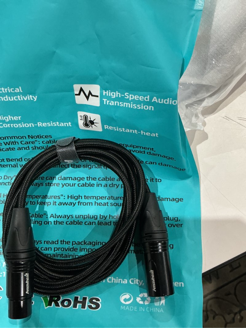Condition photo showing Good Condition for premium xlr to xlr cable 6 ft noise-canceling wire connector, kevlar-reinforced & nylon braided 3 pin xlr cables (ofc) balanced male to female mic/microphone cord for speaker mixer,studio,pa system 6 feet-1pack-black