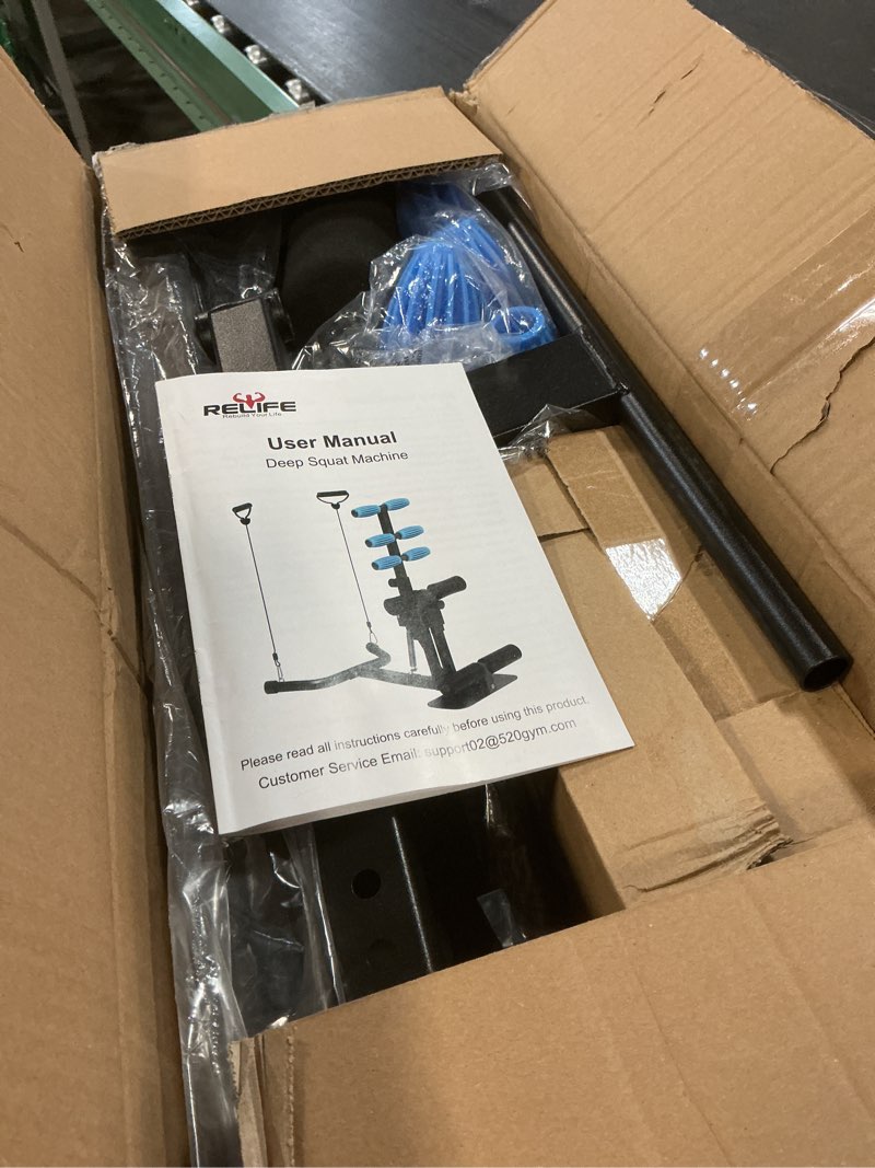 Condition photo showing Good Condition for relife rebuild your life deep squat machine, adjustable height glute trainer for women, core & leg workout equipment for home gym, butt & thigh toner