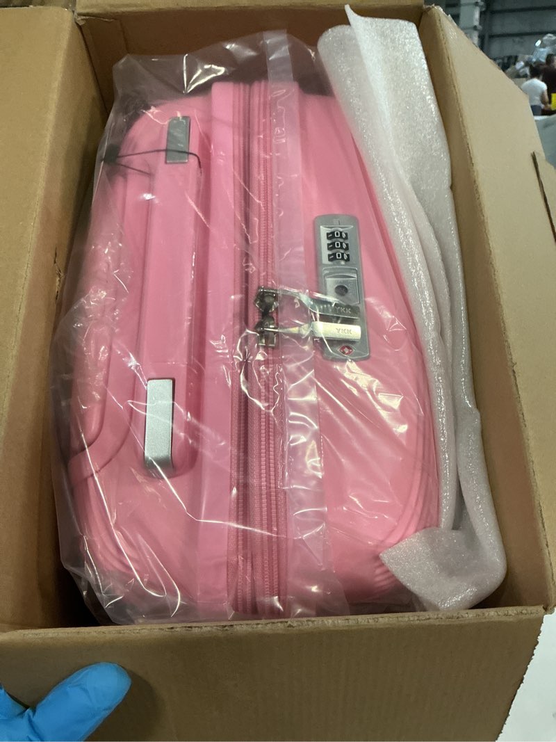 Condition photo showing New/Like New for kono carry on luggage 20 inch expandable 22x14x9 airline approved hard shell travel trolley 4 spinner wheels lightweight polypropylene suitcase with tsa lock, pink carry-on 20-inch expandable pink
