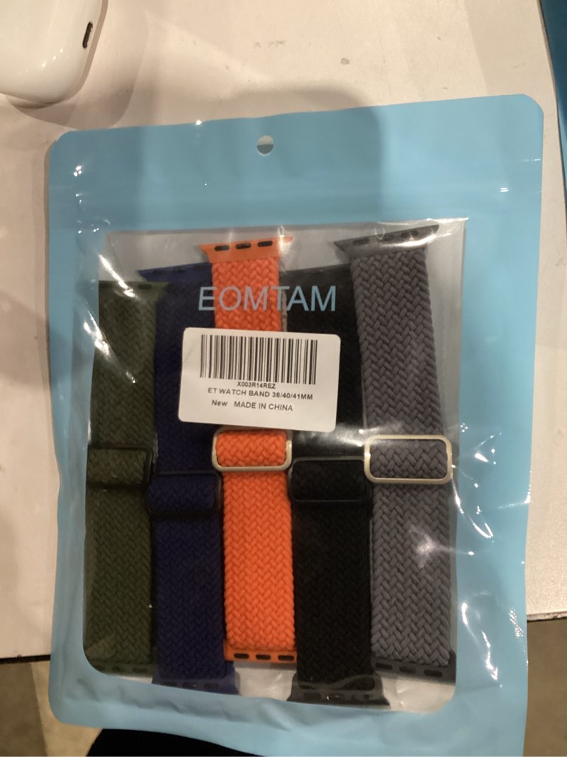 Condition photo showing New/Like New for 5 Pack Braided Stretchy Bands Compatible with Apple Watch Bands Women Men 38mm 40mm 41mm 42mm 44mm 45mm 46mm 49mm,Nylon Solo Loop Elastic Straps Cloth Wristbands for iWatch All Series 1-10 SE Ultra Olive/Orange/ Navy/Blue Gray/Black 49MM/46MM/45MM/44MM/42MM(Series 3 2 1)