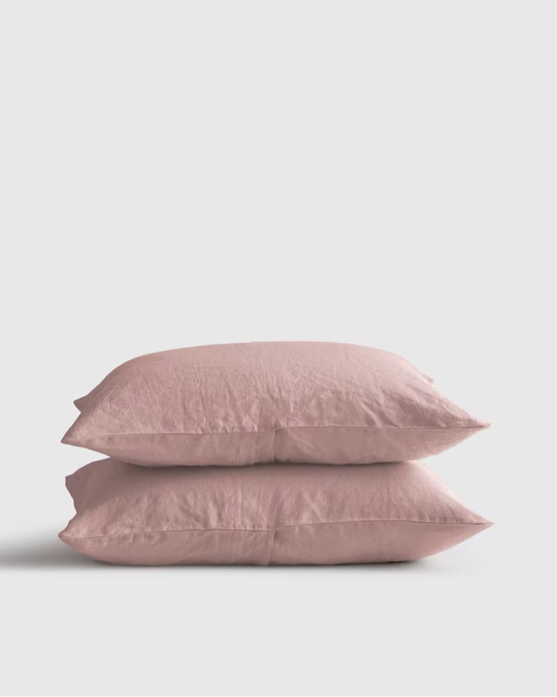 quince european linen sham set standard color dusty mauve